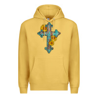 Antique Gold turquoise sunflower cross Premium Hoodie - AdoDesignShop