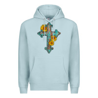 Blue Mist turquoise sunflower cross Premium Hoodie - AdoDesignShop