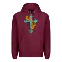 Burgundy turquoise sunflower cross Premium Hoodie - AdoDesignShop