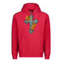 Cardinal turquoise sunflower cross Premium Hoodie - AdoDesignShop