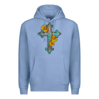 Colony Blue turquoise sunflower cross Premium Hoodie - AdoDesignShop