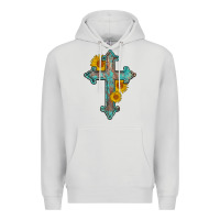 Dove Grey turquoise sunflower cross Premium Hoodie - AdoDesignShop