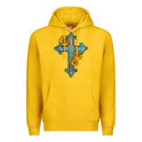 Lemon turquoise sunflower cross Premium Hoodie - AdoDesignShop
