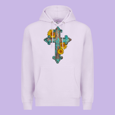 Turquoise Sunflower Cross Premium Hoodie Designed By Adodesignshop