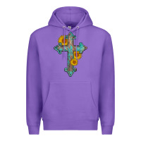 Purple turquoise sunflower cross Premium Hoodie - AdoDesignShop