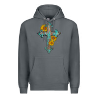 Rock turquoise sunflower cross Premium Hoodie - AdoDesignShop