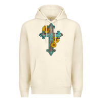 Sandshell turquoise sunflower cross Premium Hoodie - AdoDesignShop