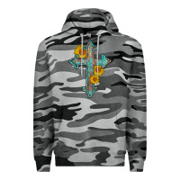 Slate Camo turquoise sunflower cross Premium Hoodie - AdoDesignShop