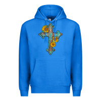 True Royal turquoise sunflower cross Premium Hoodie - AdoDesignShop