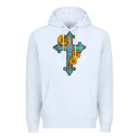 White turquoise sunflower cross Premium Hoodie - AdoDesignShop