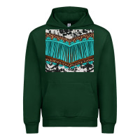 Forest Green western cowhide leopard turquoise fringed Urban Hoodie - BarkalooDesign