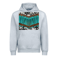 Heather Grey western cowhide leopard turquoise fringed Urban Hoodie - BarkalooDesign