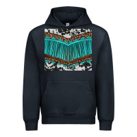 Navy western cowhide leopard turquoise fringed Urban Hoodie - BarkalooDesign