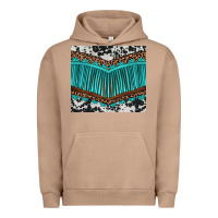 Pigment Burro western cowhide leopard turquoise fringed Urban Hoodie - BarkalooDesign