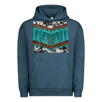 Pigment Midnight Navy western cowhide leopard turquoise fringed Urban Hoodie - BarkalooDesign