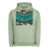 Pigment Oil Green western cowhide leopard turquoise fringed Urban Hoodie - BarkalooDesign