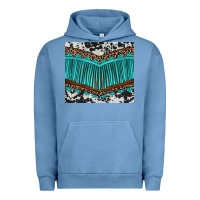 Pigment Pebble Blue western cowhide leopard turquoise fringed Urban Hoodie - BarkalooDesign