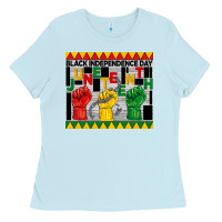 Baby Blue black independence day juneteenth tumbler Ladies Tee - BarkalooDesign
