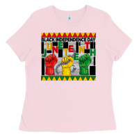 Bubblegum Pink black independence day juneteenth tumbler Ladies Tee - BarkalooDesign