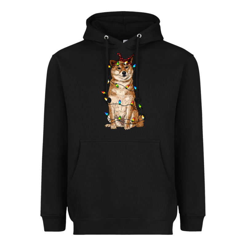 Christmas Lights Shiba Inu Heavyweight Hoodie by RanaPortraitStore | Teevron