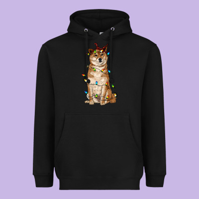 Christmas Lights Shiba Inu Heavyweight Hoodie Designed By Ranaportraitstore