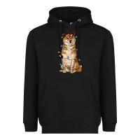 Black christmas lights shiba inu Heavyweight Hoodie - RanaPortraitStore
