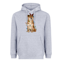 Heather Grey christmas lights shiba inu Heavyweight Hoodie - RanaPortraitStore