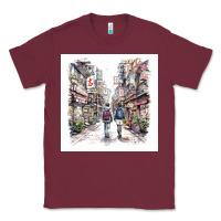 Burgundy Japan Street Classic Tee - Unal Design