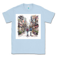 Dusty Blue Japan Street Classic Tee - Unal Design