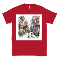 Red Japan Street Classic Tee - Unal Design