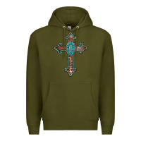 Army Green turquoise cross Premium Hoodie - AdoDesignShop