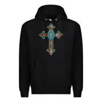 Black turquoise cross Premium Hoodie - AdoDesignShop