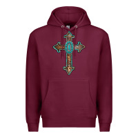 Burgundy turquoise cross Premium Hoodie - AdoDesignShop