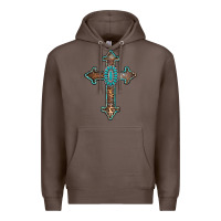 Coffee turquoise cross Premium Hoodie - AdoDesignShop