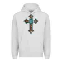 Dove Grey turquoise cross Premium Hoodie - AdoDesignShop