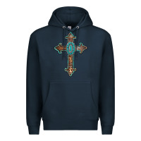 Navy turquoise cross Premium Hoodie - AdoDesignShop