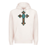 Pale Pink turquoise cross Premium Hoodie - AdoDesignShop