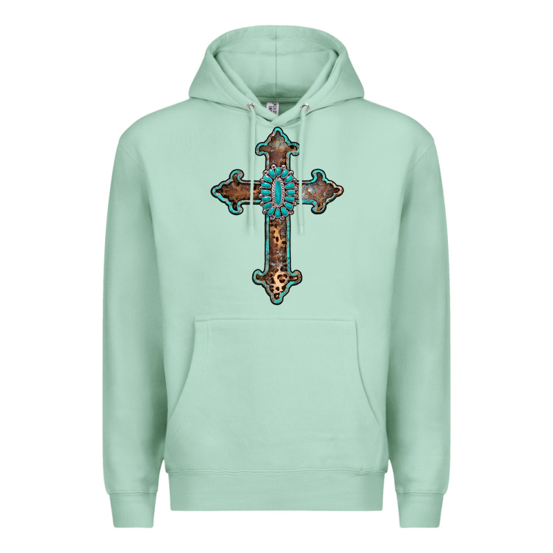 Turquoise Cross Premium Hoodie by AdoDesignShop | Teevron