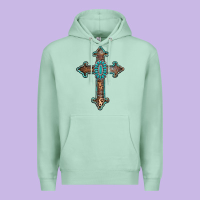 Turquoise Cross Premium Hoodie Designed By Adodesignshop