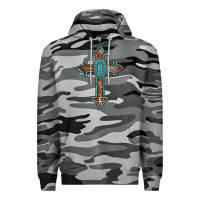 Slate Camo turquoise cross Premium Hoodie - AdoDesignShop