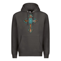Smoke turquoise cross Premium Hoodie - AdoDesignShop