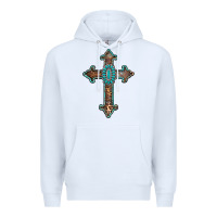 White turquoise cross Premium Hoodie - AdoDesignShop