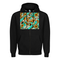 Black leopard sunflower hearts Zipper Hoodie - RanaPortraitStore