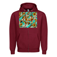 Burgundy leopard sunflower hearts Zipper Hoodie - RanaPortraitStore