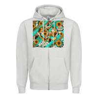 Dove Grey leopard sunflower hearts Zipper Hoodie - RanaPortraitStore