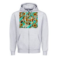 Heather Grey leopard sunflower hearts Zipper Hoodie - RanaPortraitStore