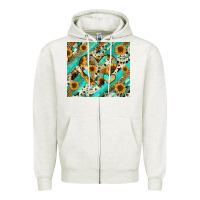 Oatmeal Heather leopard sunflower hearts Zipper Hoodie - RanaPortraitStore