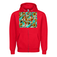 Red leopard sunflower hearts Zipper Hoodie - RanaPortraitStore