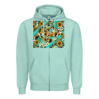 Leopard Sunflower Hearts Zipper Hoodie | Teevron