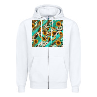 White leopard sunflower hearts Zipper Hoodie - RanaPortraitStore